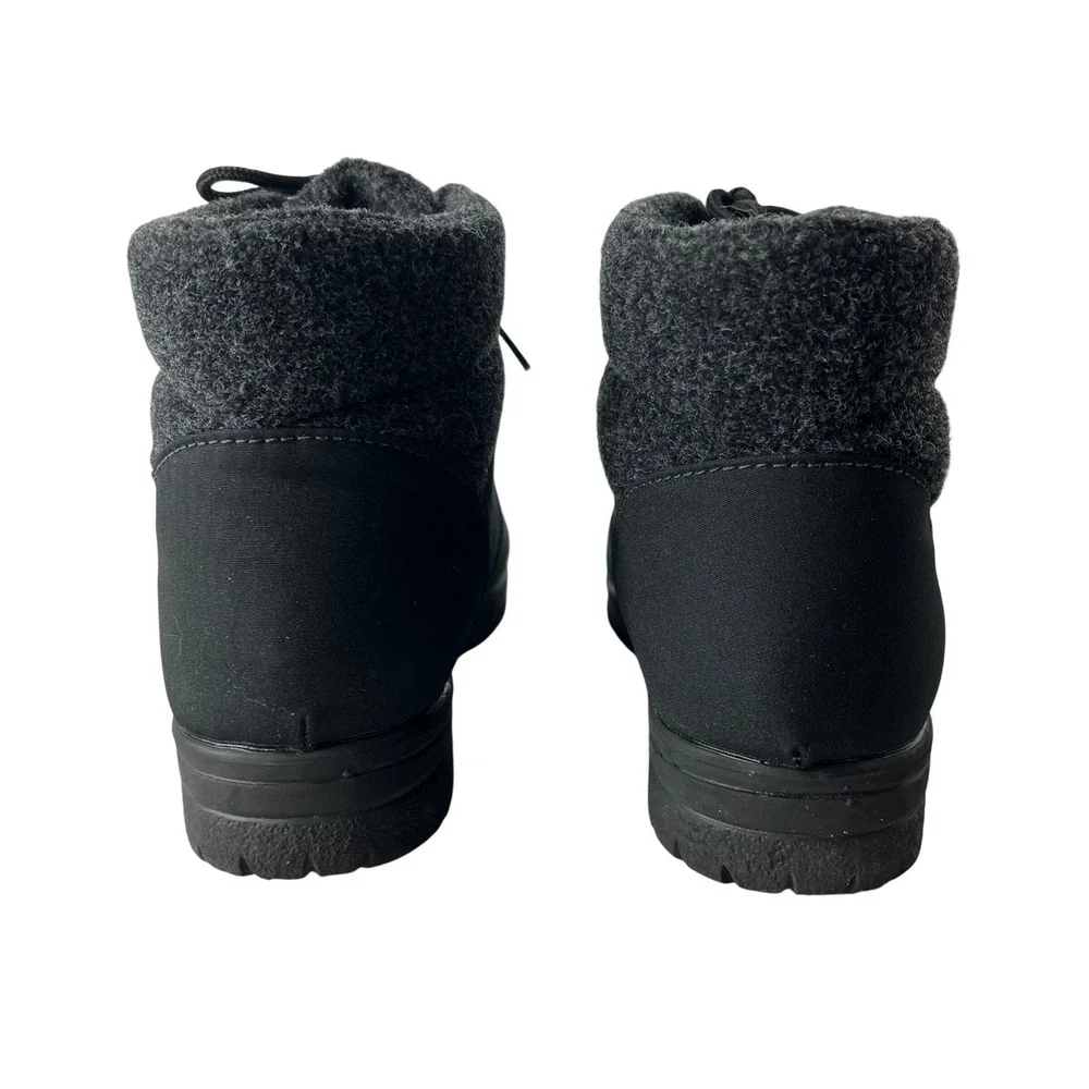 Toe‎ Warmers Winter Boots Black Faux Leather Fleece Lace Up Womens 11 Wide